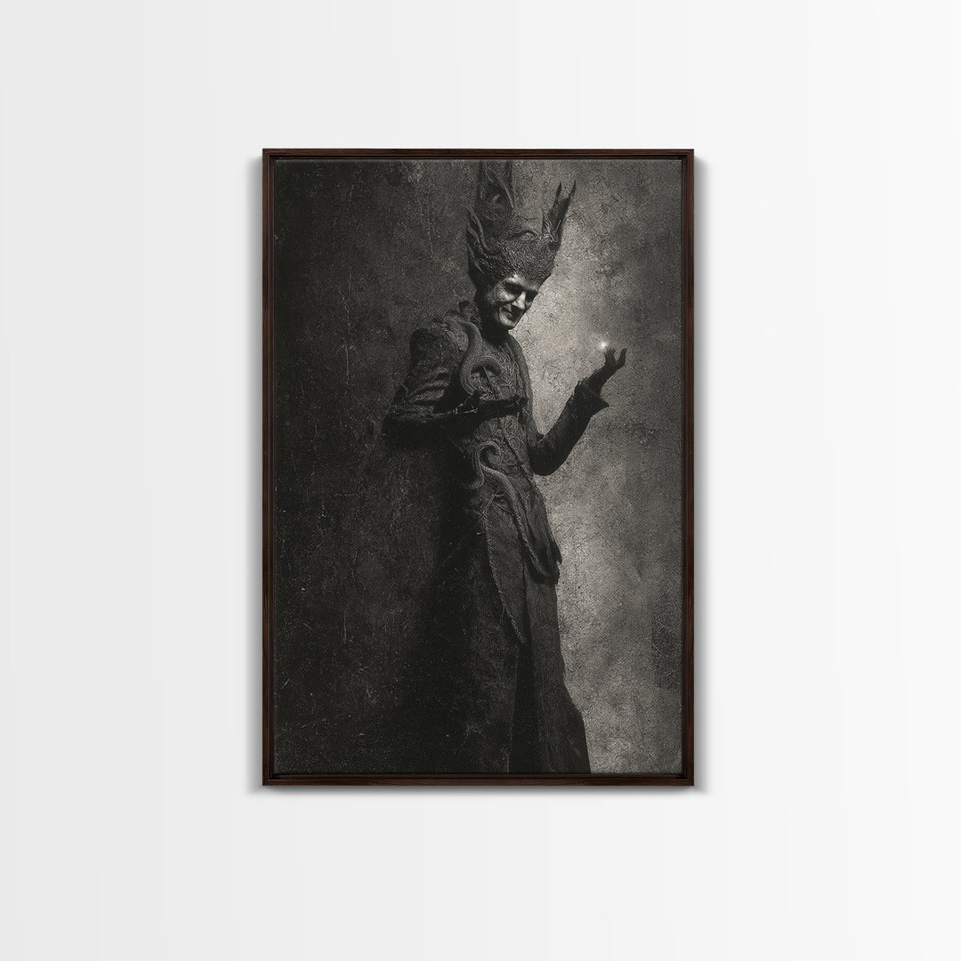 The Shadow Person, Dark Symbolist Art, Vertical Wall Art, Dark Halloween Decor, Canvas Print, Halloween Wall Art