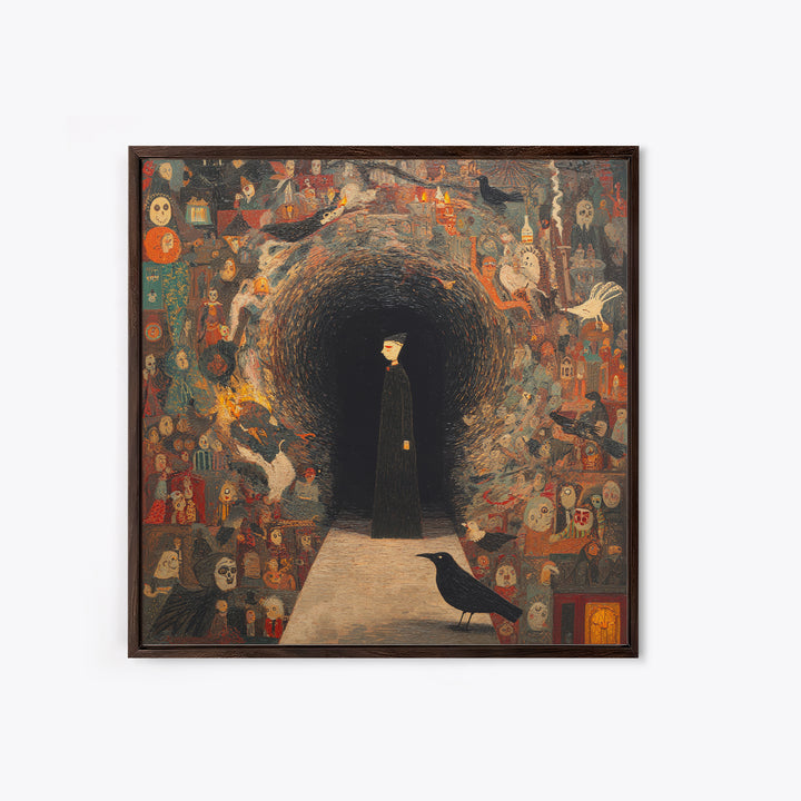 The Shadow Person, Grotesque Carnival Art, Square Wall Art, Dark Halloween Decor, Canvas Print, Halloween Wall Art, Collectible Wall Decor