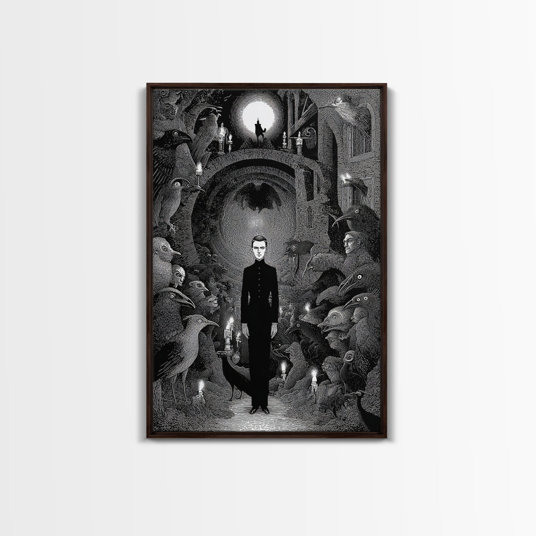 The Shadow Person, Victorian Macabre Art, Vertical Wall Art, Dark Fantasy Wall Art, Canvas Print, Halloween Wall Art