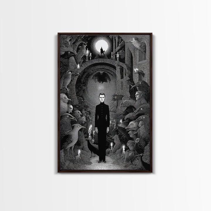 The Shadow Person, Victorian Macabre Art, Vertical Wall Art, Dark Fantasy Wall Art, Canvas Print, Halloween Wall Art