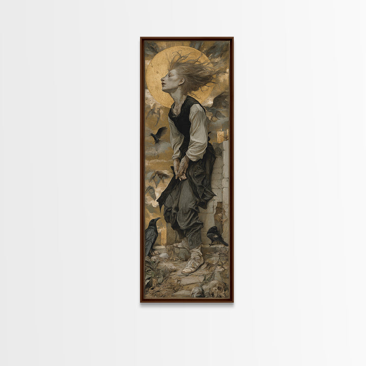 The Banshee Singer, Dark Renaissance Art, Tall Narrow Wall Art, Dark Fantasy Wall Art, Canvas Print, Halloween Wall Art