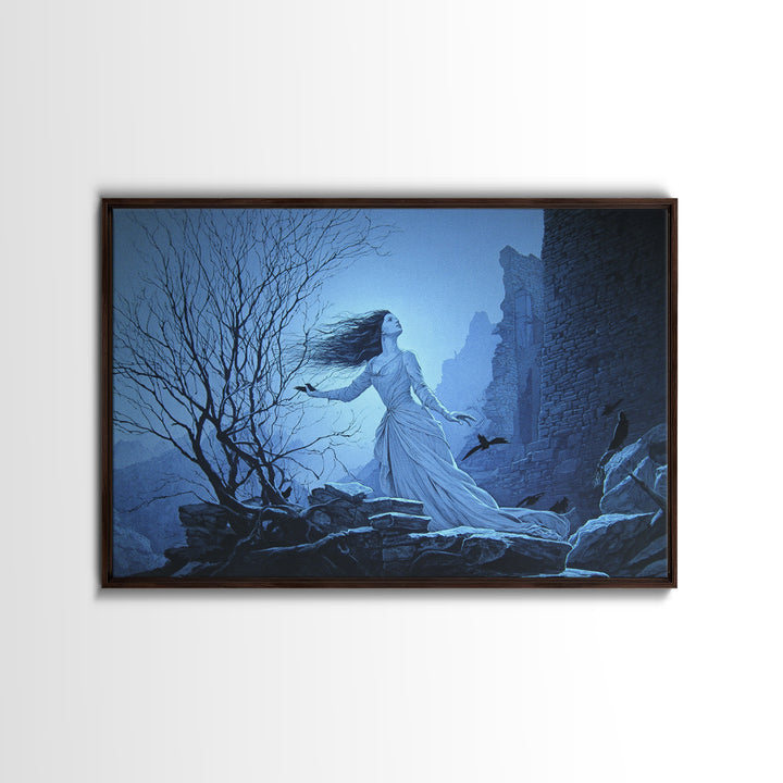 The Banshee Singer, Romantic Gothic Landscape, Landscape Wall Art, Dark Fantasy Wall Art, Canvas Print, Halloween Wall Art