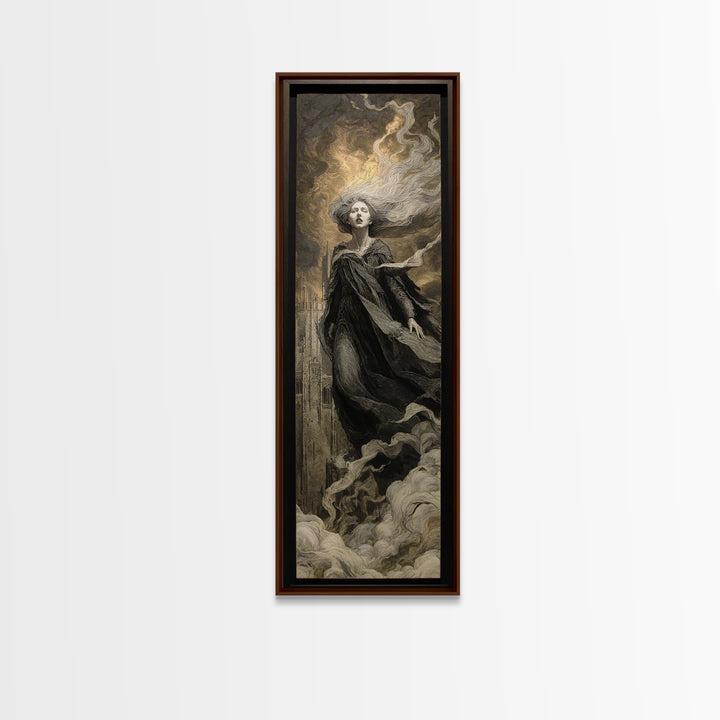 The Banshee Singer, Apocalyptic Romantic Art, Tall Narrow Wall Art, Dark Fantasy Wall Art, Canvas Print, Halloween Wall Art