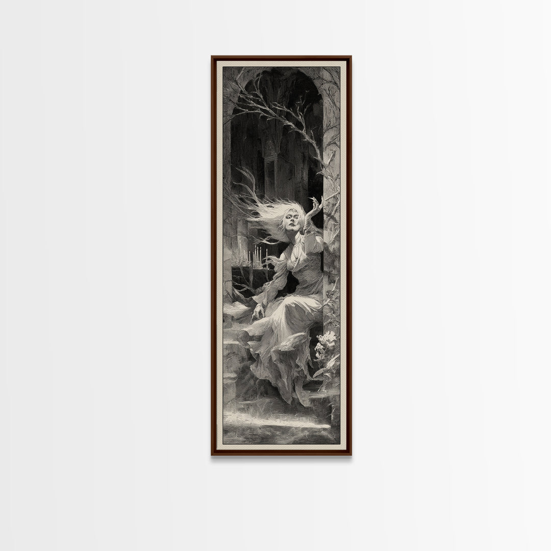 The Banshee Singer, Decadent Gothic Art, Tall Narrow Wall Art, Dark Fantasy Wall Art, Canvas Print, Halloween Wall Art