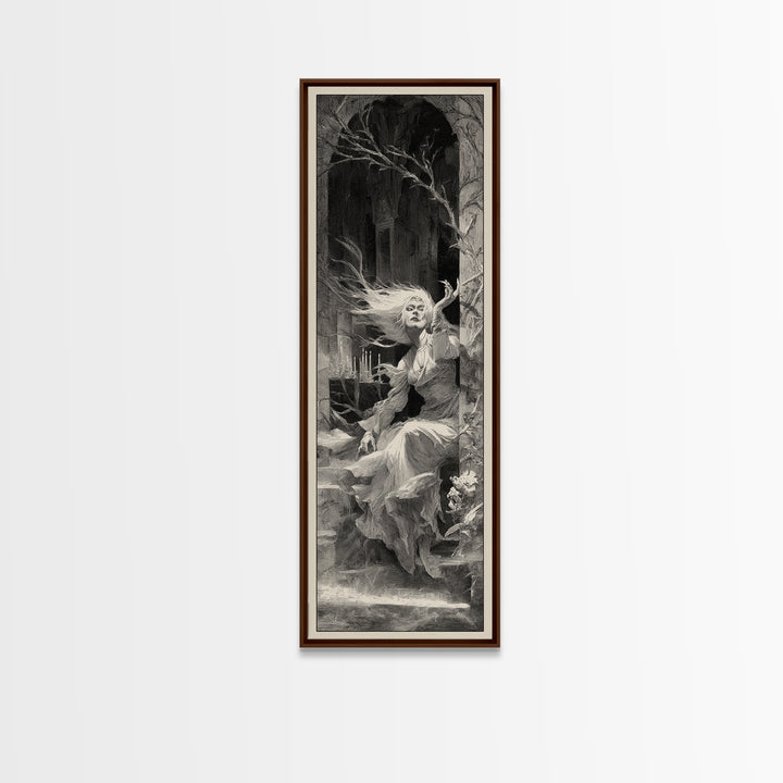 The Banshee Singer, Decadent Gothic Art, Tall Narrow Wall Art, Dark Fantasy Wall Art, Canvas Print, Halloween Wall Art