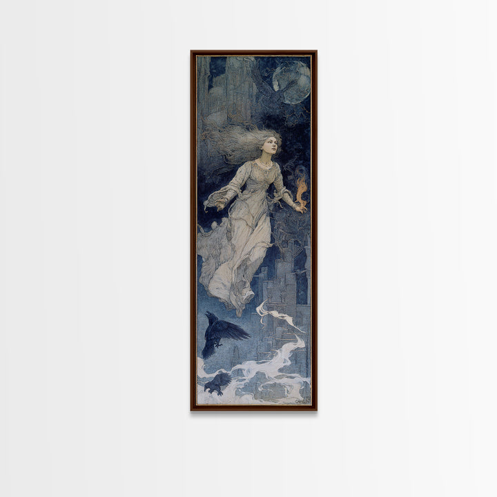 The Banshee Singer, Symbolist Death Art, Tall Narrow Wall Art, Gothic Horror Wall Art, Canvas Print, Halloween Wall Art