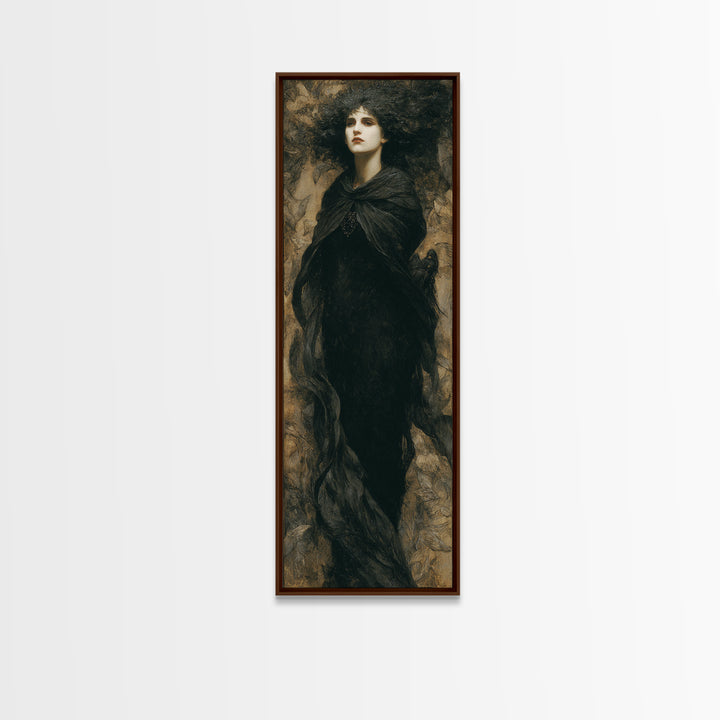 The Banshee Singer, Dark Symbolist Art, Tall Narrow Wall Art, Macabre Wall Art, Framed Canvas Print, Halloween Wall Art