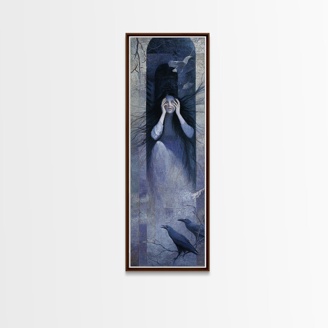 The Banshee Singer, Expressionist Gothic Art, Tall Narrow Wall Art, Gothic Horror Wall Art, Canvas Print, Halloween Wall Art