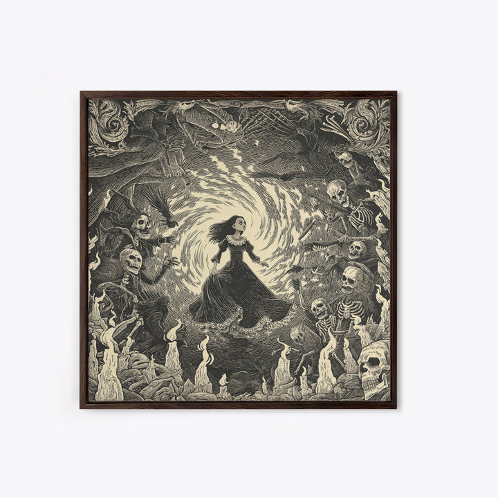 The Banshee Singer, Macabre Folk Print Art, Square Wall Art, Macabre Wall Art, Framed Canvas Print, Halloween Wall Art