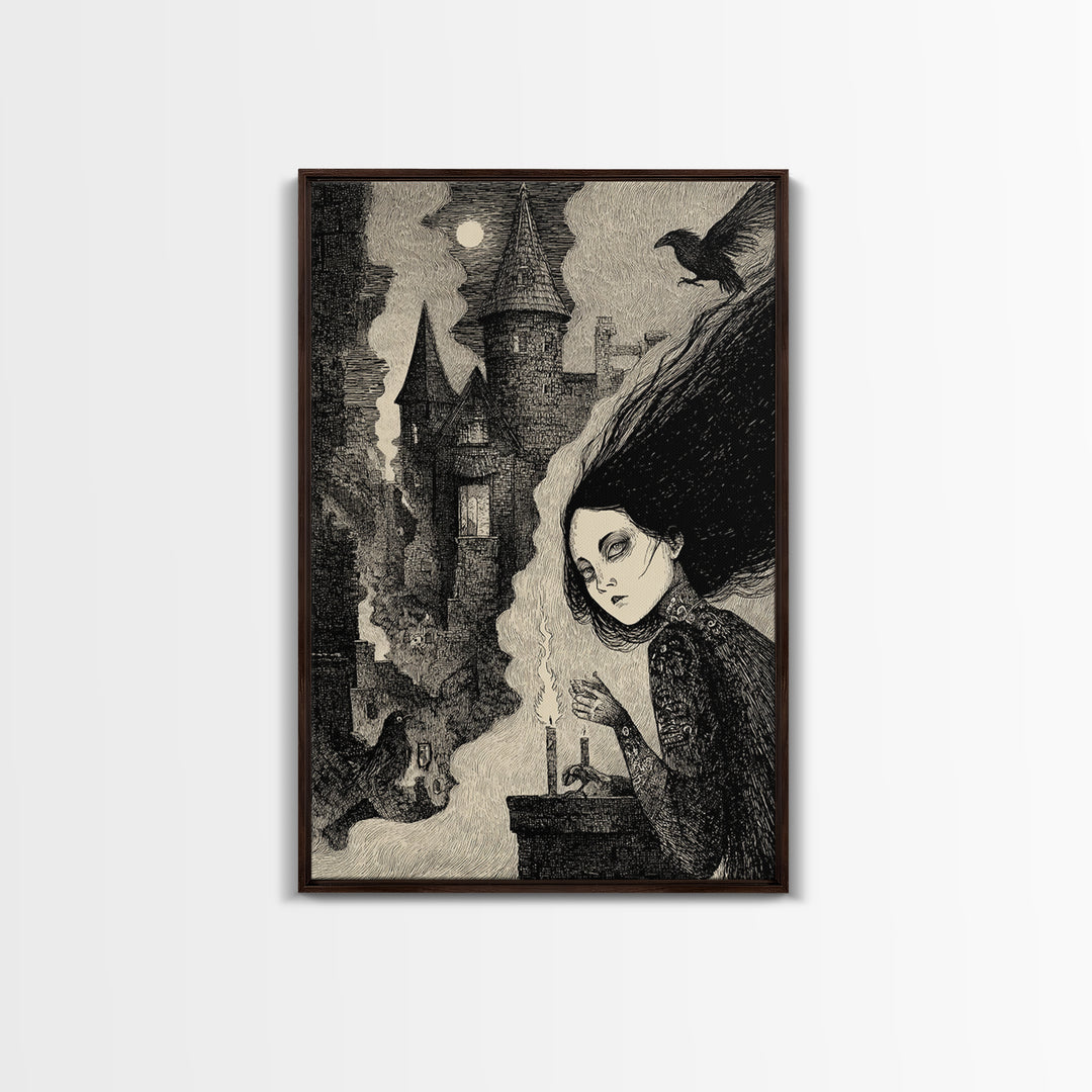The Banshee Singer, Victorian Macabre Art, Vertical Wall Art, Dark Halloween Decor, Framed Canvas Print, Halloween Wall Art