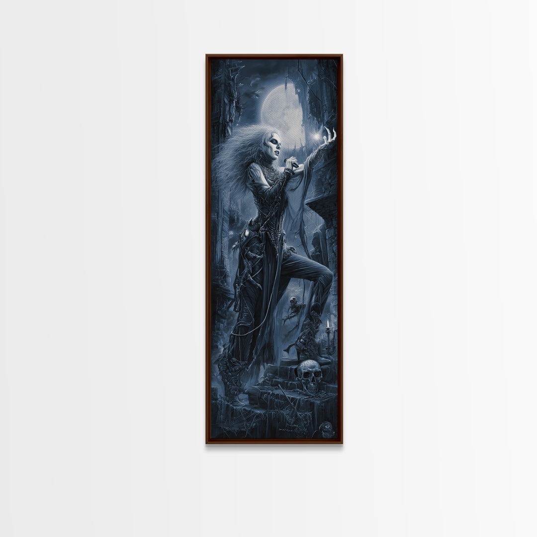 The Banshee Singer, Biomechanical Horror Art, Tall Narrow Wall Art, Macabre Wall Art, Canvas Print, Halloween Wall Art, Gothic Home Decor
