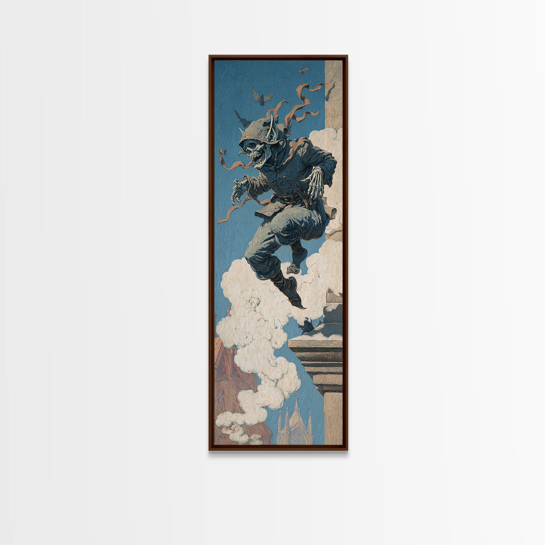 The Gargoyle Sentinel, Danse Macabre Art, Tall Narrow Wall Art, Dark Fantasy Wall Art, Canvas Print, Halloween Wall Art