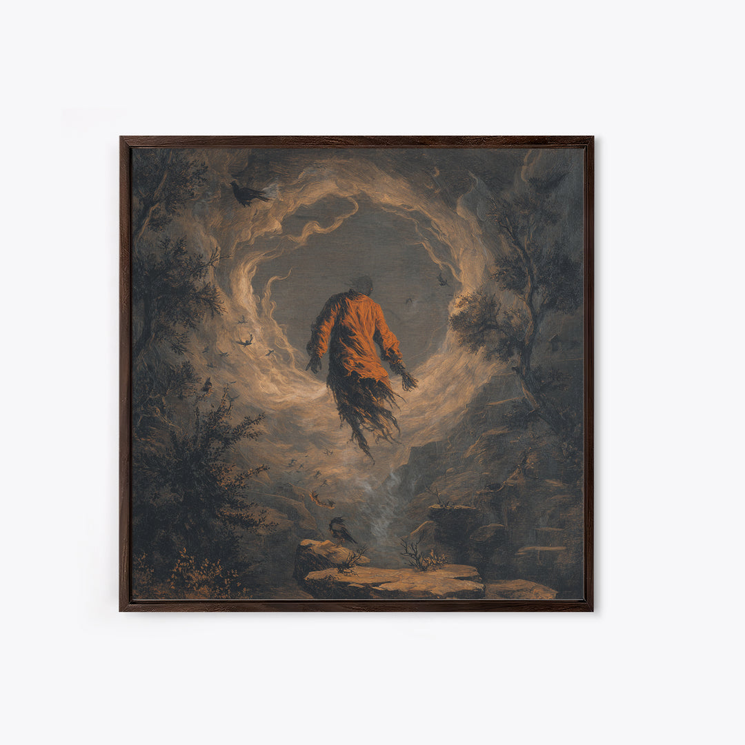 The Tattered Wraith, Baroque Witchcraft Art, Square Wall Art, Dark Halloween Decor, Canvas Print, Halloween Wall Art, Gothic Home Decor