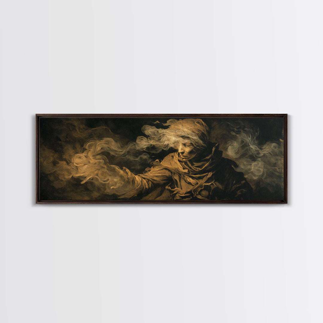 The Tattered Wraith, Dark Romantic Horror Art, Extra Wide Wall Art, Gothic Horror Wall Art, Canvas Print, Halloween Wall Art