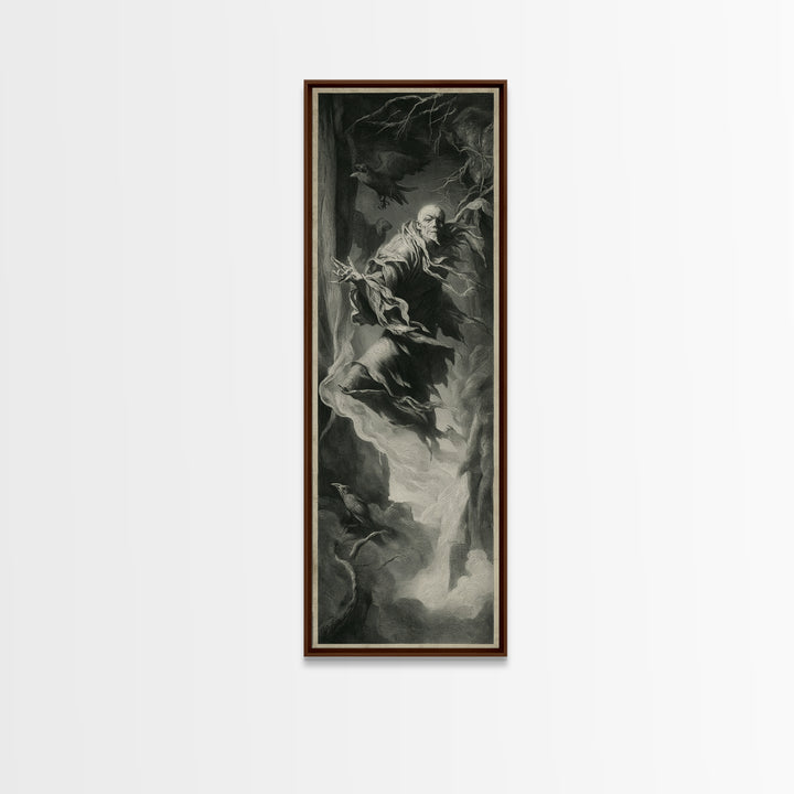 The Tattered Wraith, Gothic Nightmare Art, Tall Narrow Wall Art, Dark Halloween Decor, Framed Canvas Print, Halloween Wall Art