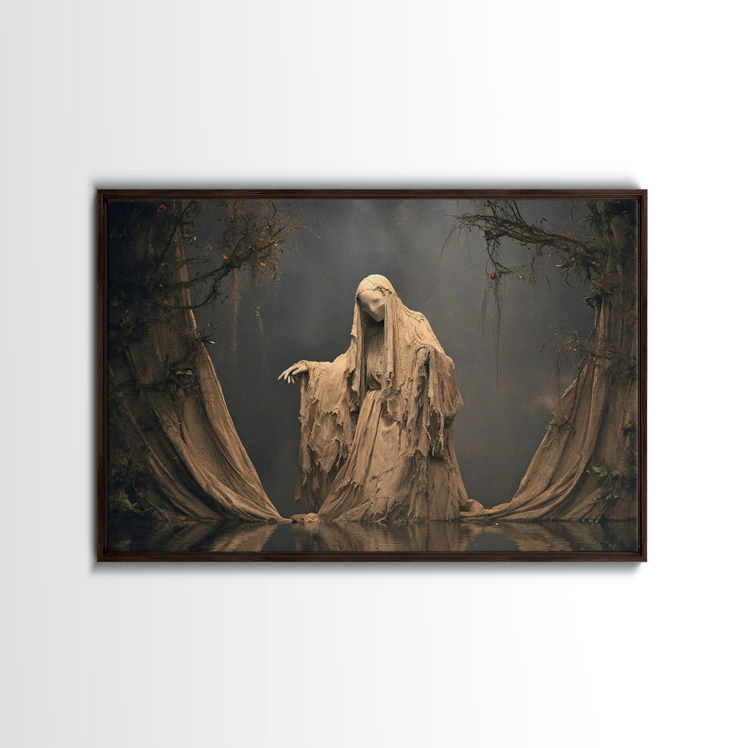 The Tattered Wraith, Symbolist Gothic Landscape, Landscape Wall Art, Dark Halloween Decor, Canvas Print, Halloween Wall Art