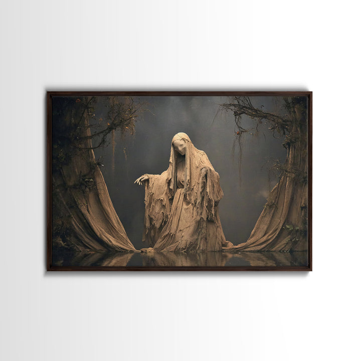 The Tattered Wraith, Symbolist Gothic Landscape, Landscape Wall Art, Dark Halloween Decor, Canvas Print, Halloween Wall Art