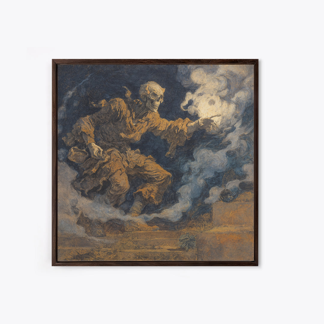 The Tattered Wraith, Grotesque Carnival Art, Square Wall Art, Dark Fantasy Wall Art, Framed Canvas Print, Halloween Wall Art