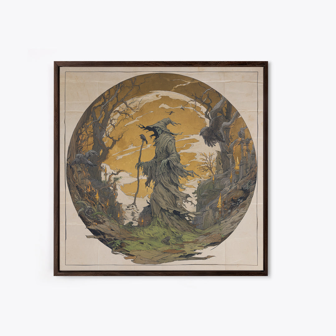The Tattered Wraith, Gothic Storybook Art, Square Wall Art, Macabre Wall Art, Canvas Print, Halloween Wall Art, Statement Wall Art
