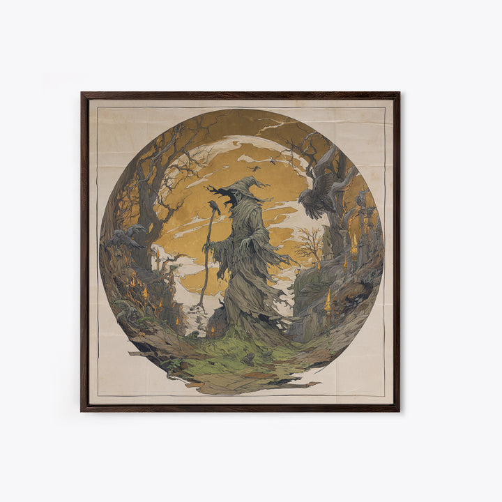 The Tattered Wraith, Gothic Storybook Art, Square Wall Art, Macabre Wall Art, Canvas Print, Halloween Wall Art, Statement Wall Art