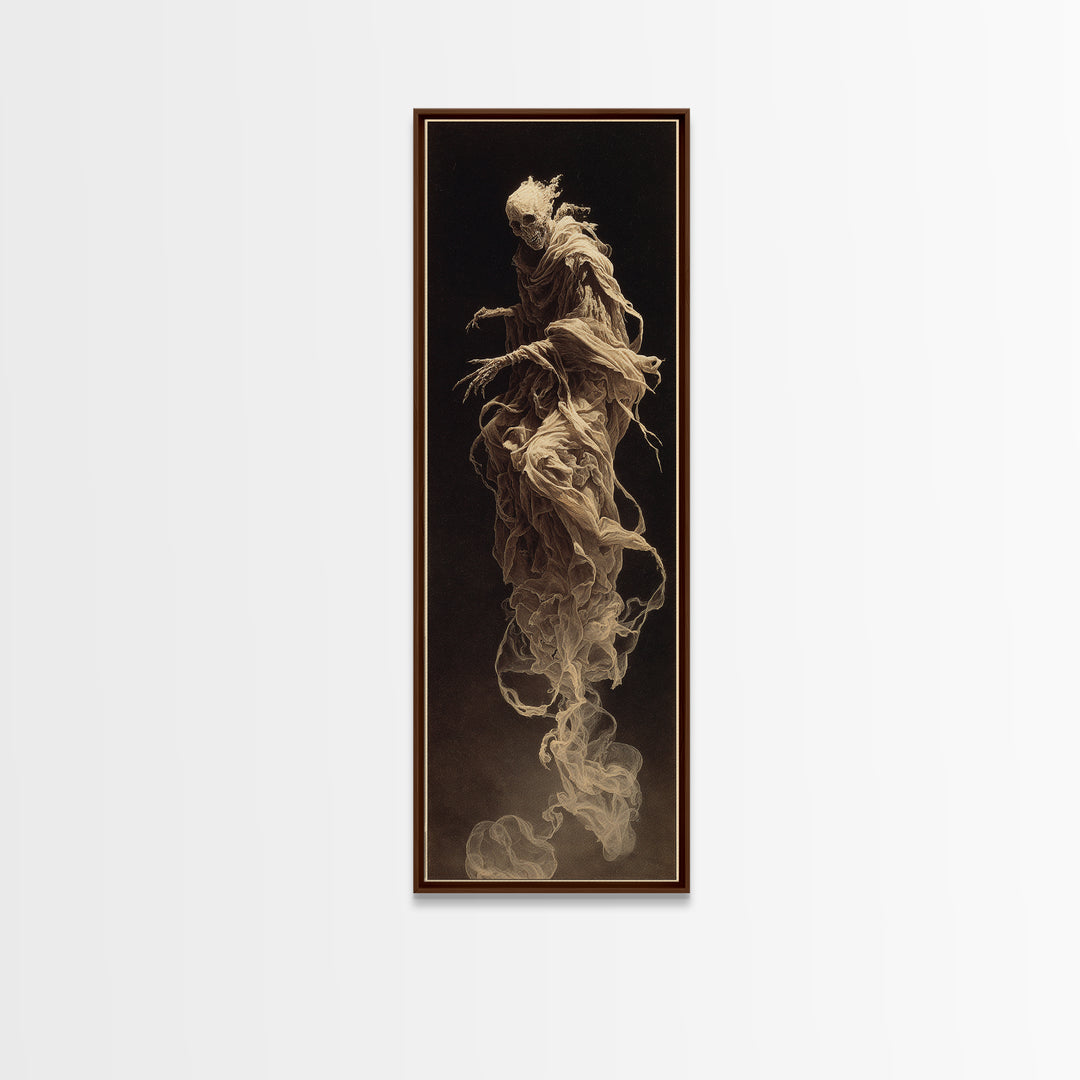 The Tattered Wraith, Surreal Apocalyptic Art, Tall Narrow Wall Art, Gothic Horror Wall Art, Framed Canvas Print, Halloween Wall Art