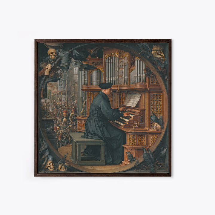 The Phantom Organist, Danse Macabre Art, Square Wall Art, Dark Halloween Decor, Canvas Print, Halloween Wall Art