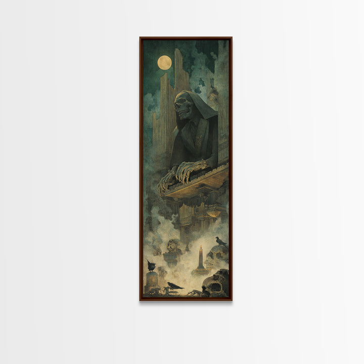 The Phantom Organist, Surreal Apocalyptic Art, Tall Narrow Wall Art, Gothic Horror Wall Art, Canvas Print, Halloween Wall Art