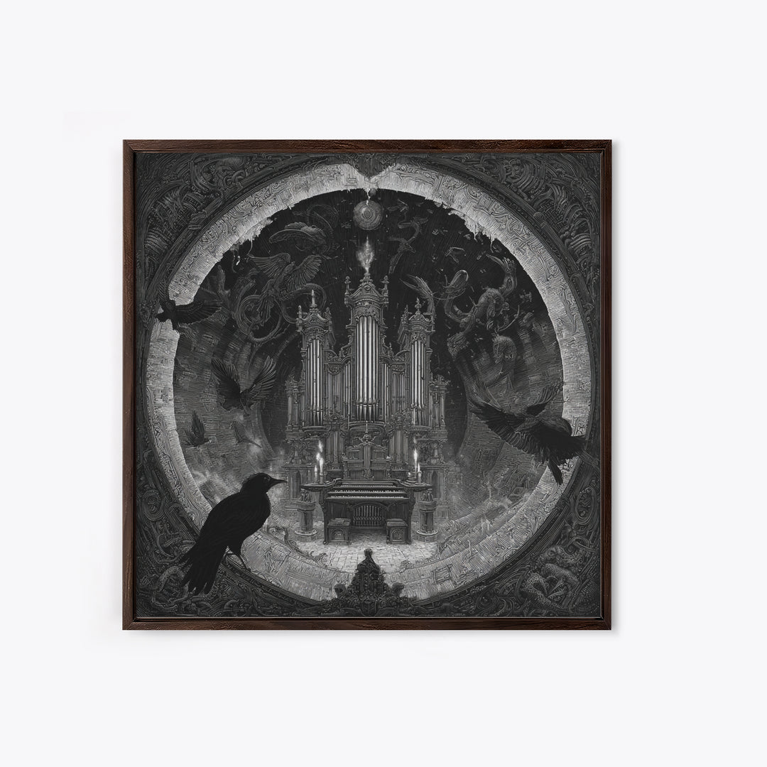The Phantom Organist, Biomechanical Horror Art, Square Wall Art, Macabre Wall Art, Canvas Print, Halloween Wall Art, Gothic Home Decor