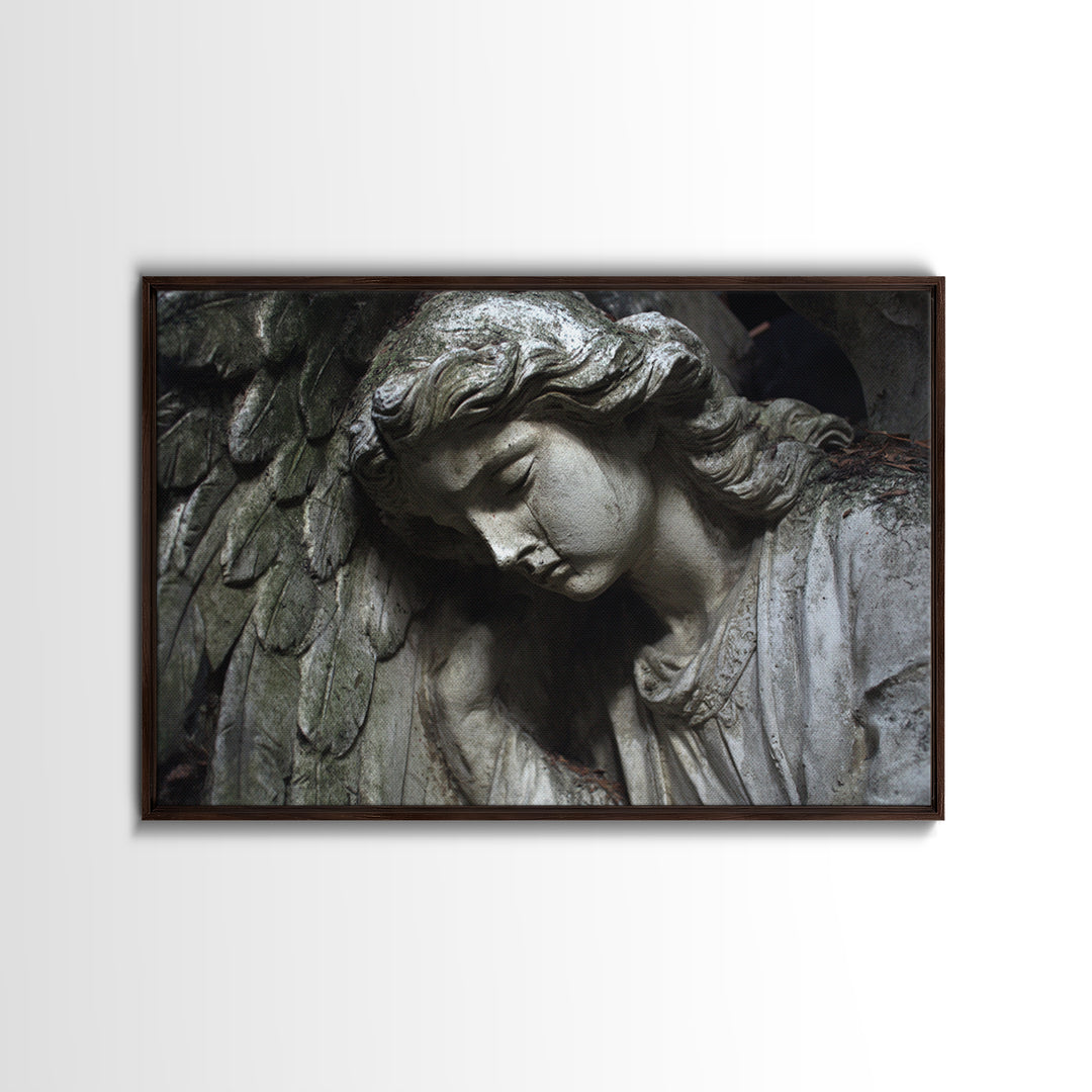 The Weeping Cemetery Angel, Gothic Nightmare Art, Landscape Wall Art, Dark Halloween Decor, Canvas Print, Halloween Wall Art