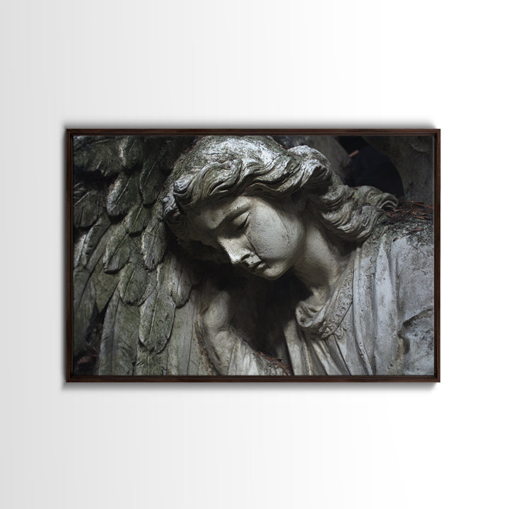 The Weeping Cemetery Angel, Gothic Nightmare Art, Landscape Wall Art, Dark Halloween Decor, Canvas Print, Halloween Wall Art