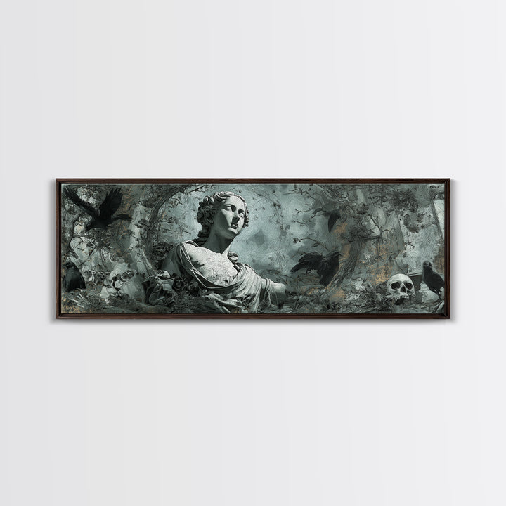 The Weeping Cemetery Angel, Decadent Gothic Art, Extra Wide Wall Art, Macabre Wall Art, Canvas Print, Halloween Wall Art