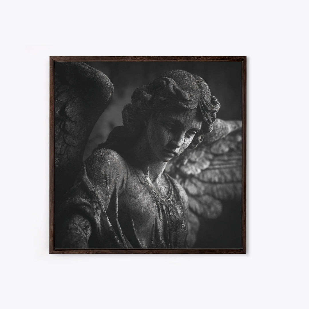 The Weeping Cemetery Angel, Biomechanical Horror Art, Square Wall Art, Gothic Horror Wall Art, Canvas Print, Halloween Wall Art
