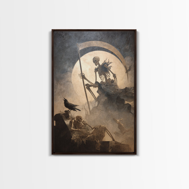 The Fog-Bound Reaper, Gothic Nightmare Art, Vertical Wall Art, Macabre Wall Art, Canvas Print, Halloween Wall Art, Statement Wall Art