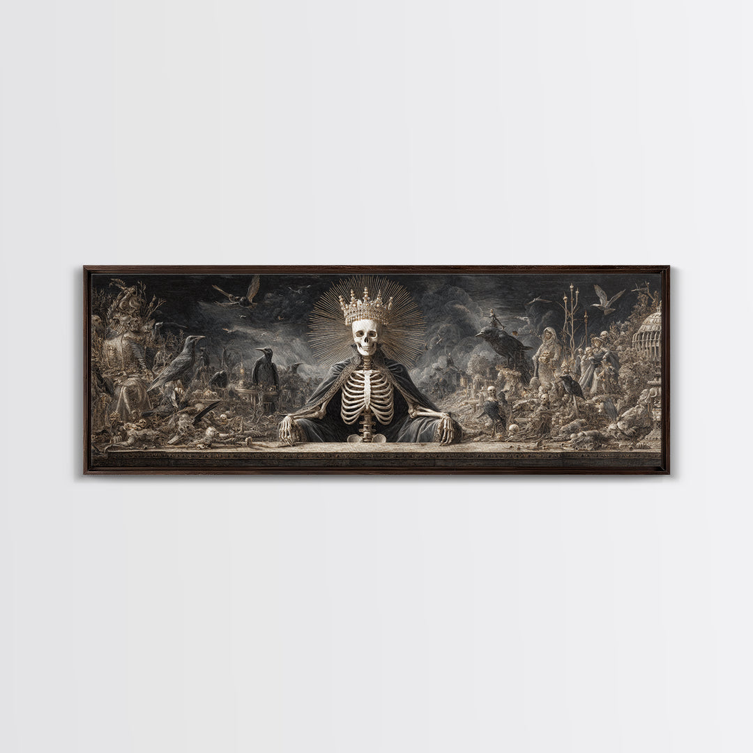 The Bone Queen, Medieval Grotesque Art, Extra Wide Wall Art, Dark Fantasy Wall Art, Framed Canvas Print, Halloween Wall Art