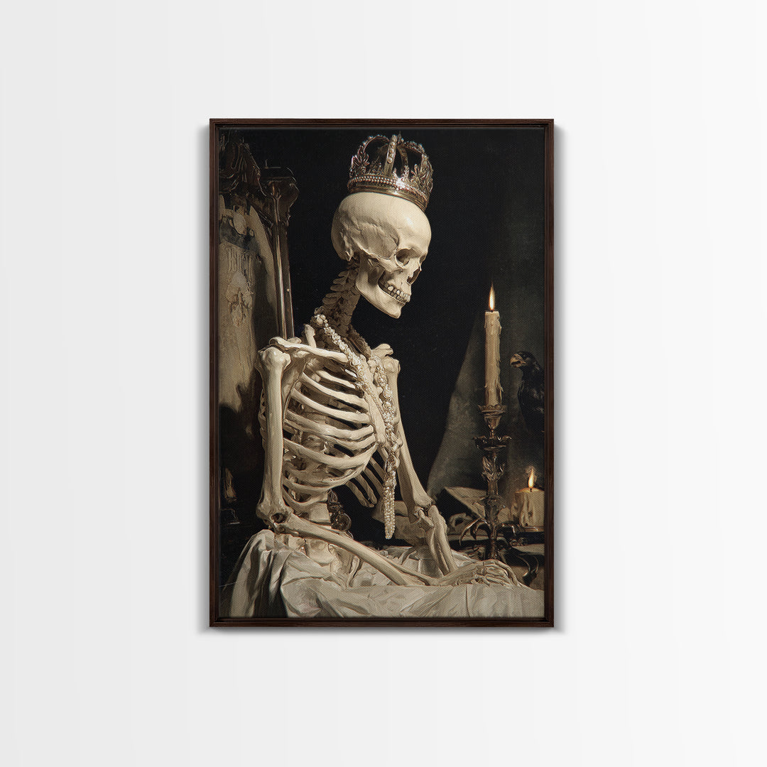 The Bone Queen, Dark Renaissance Art, Vertical Wall Art, Macabre Wall Art, Canvas Print, Halloween Wall Art