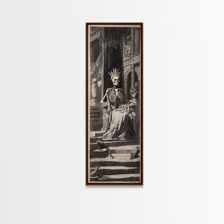 The Bone Queen, Architectural Etching Art, Tall Narrow Wall Art, Gothic Horror Wall Art, Canvas Print, Halloween Wall Art