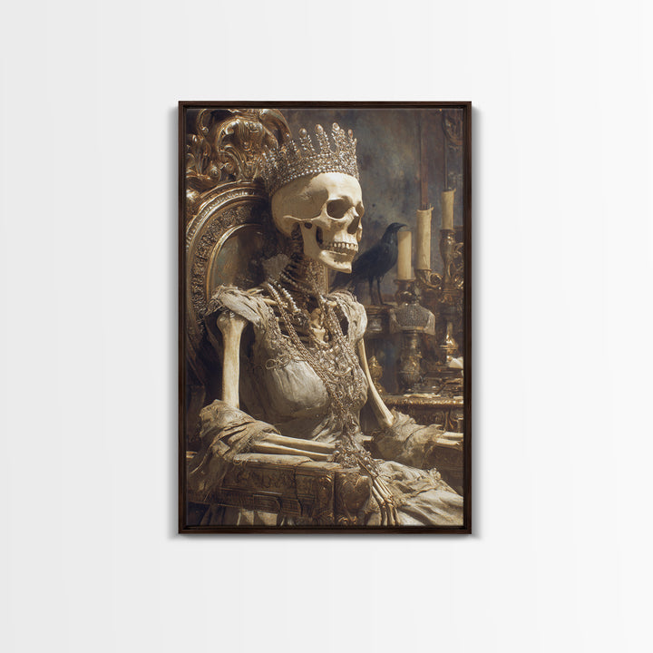 The Bone Queen, Ornate Symbolist Art, Vertical Wall Art, Dark Fantasy Wall Art, Canvas Print, Halloween Wall Art, Horror Wall Art