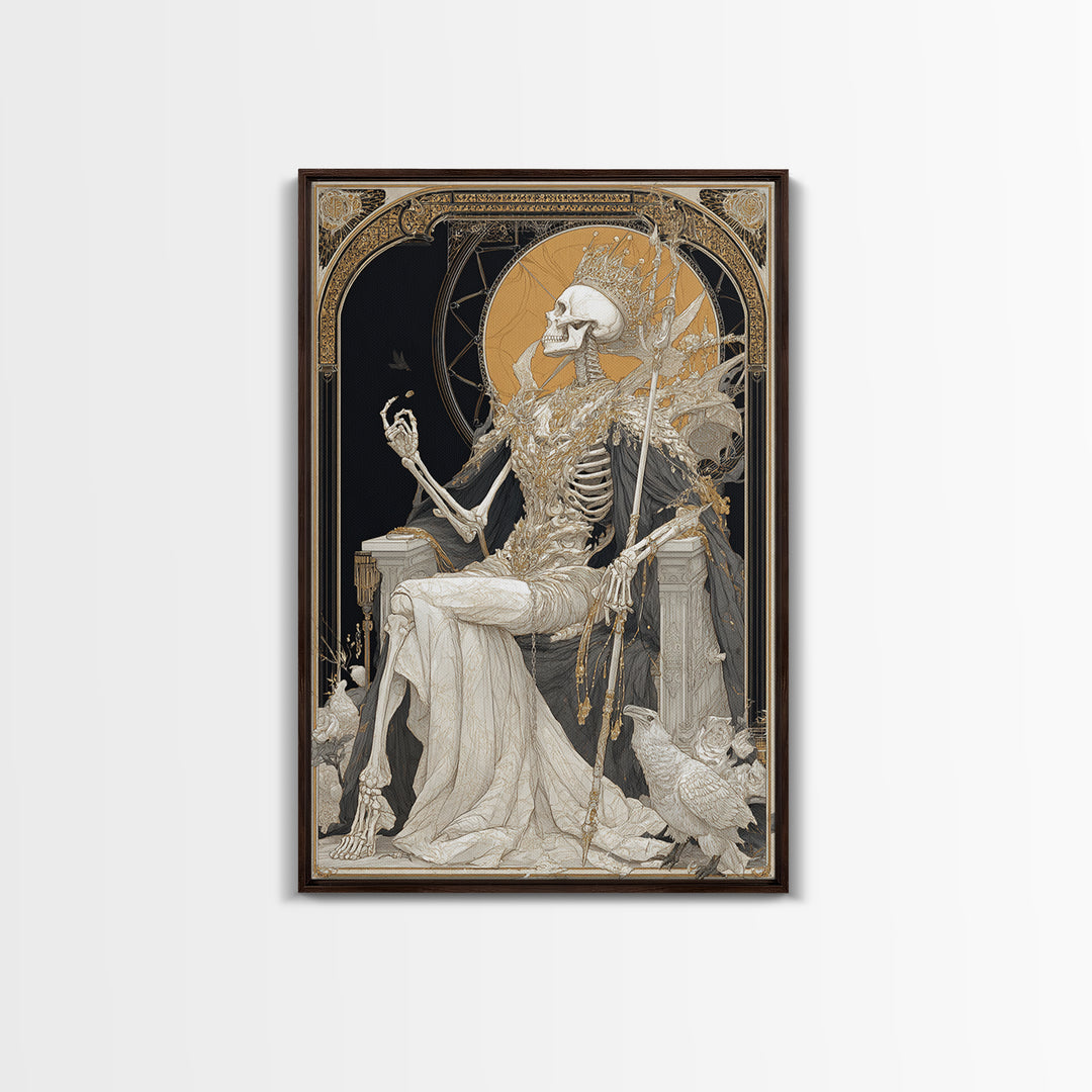 The Bone Queen, Symbolist Death Art, Vertical Wall Art, Macabre Wall Art, Canvas Print, Halloween Wall Art, Gothic Home Decor