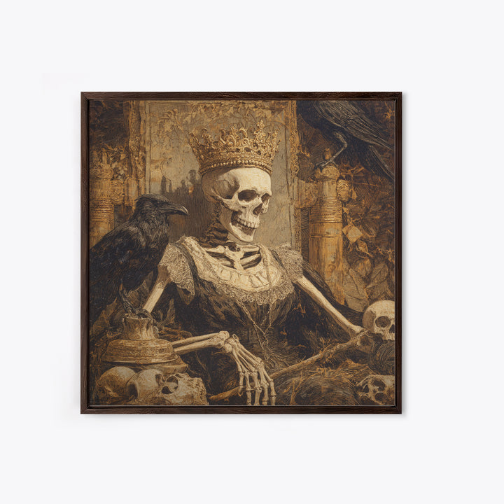 The Bone Queen, Symbolist Etching Art, Square Wall Art, Dark Fantasy Wall Art, Canvas Print, Halloween Wall Art, Horror Wall Art
