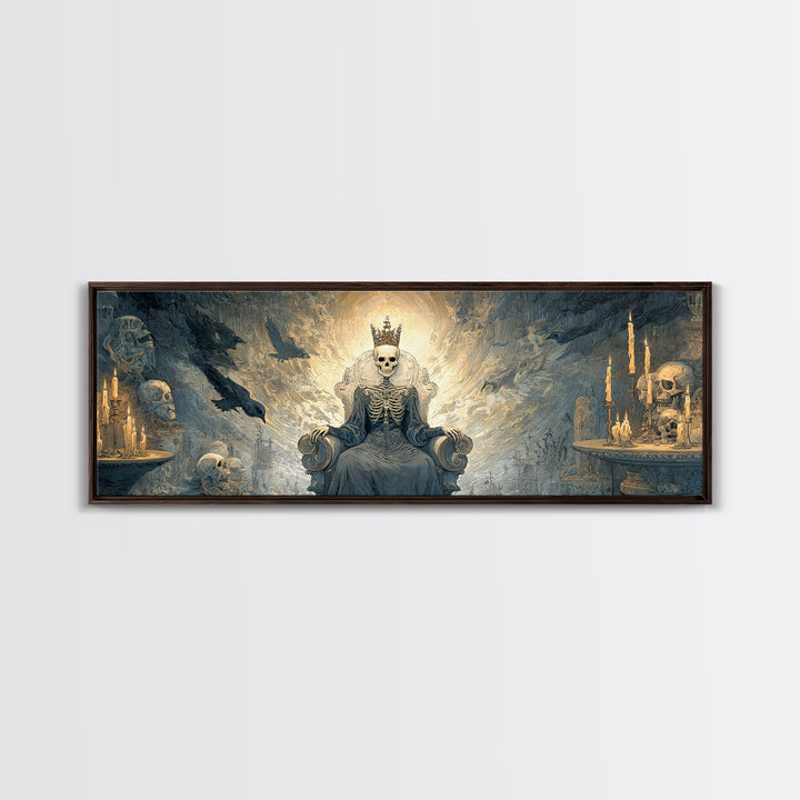 The Bone Queen, Expressionist Nightmare Art, Extra Wide Wall Art, Dark Halloween Decor, Framed Canvas Print, Halloween Wall Art
