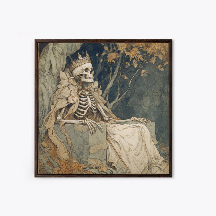 The Bone Queen, Gothic Storybook Art, Square Wall Art, Gothic Horror Wall Art, Canvas Print, Halloween Wall Art, Gothic Home Decor