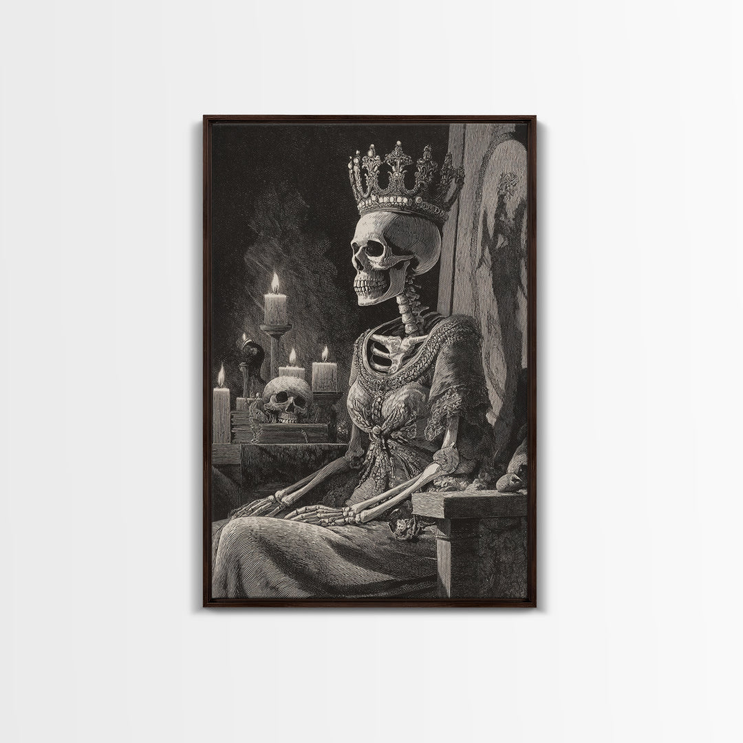 The Bone Queen, Victorian Macabre Art, Vertical Wall Art, Macabre Wall Art, Framed Canvas Print, Halloween Wall Art