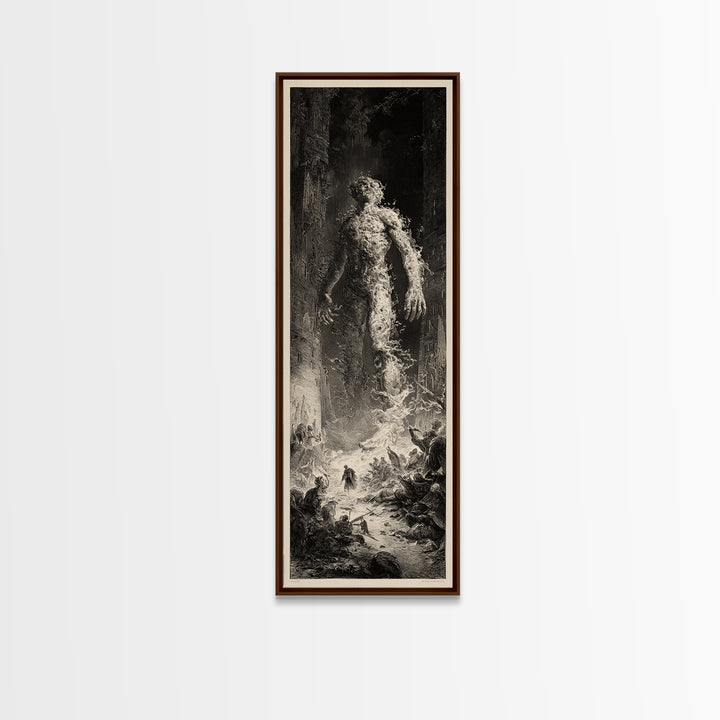 The Candlewax Man, Gothic Engraving Art, Tall Narrow Wall Art, Gothic Horror Wall Art, Framed Canvas Print, Halloween Wall Art