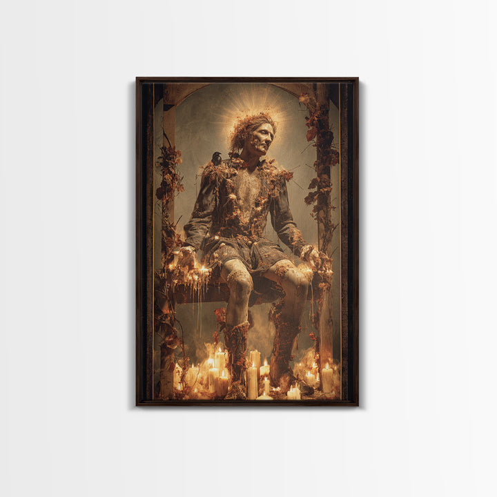 The Candlewax Man, Dark Renaissance Art, Vertical Wall Art, Dark Fantasy Wall Art, Canvas Print, Halloween Wall Art