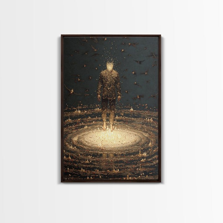 The Candlewax Man, Dark Romantic Horror Art, Vertical Wall Art, Macabre Wall Art, Framed Canvas Print, Halloween Wall Art