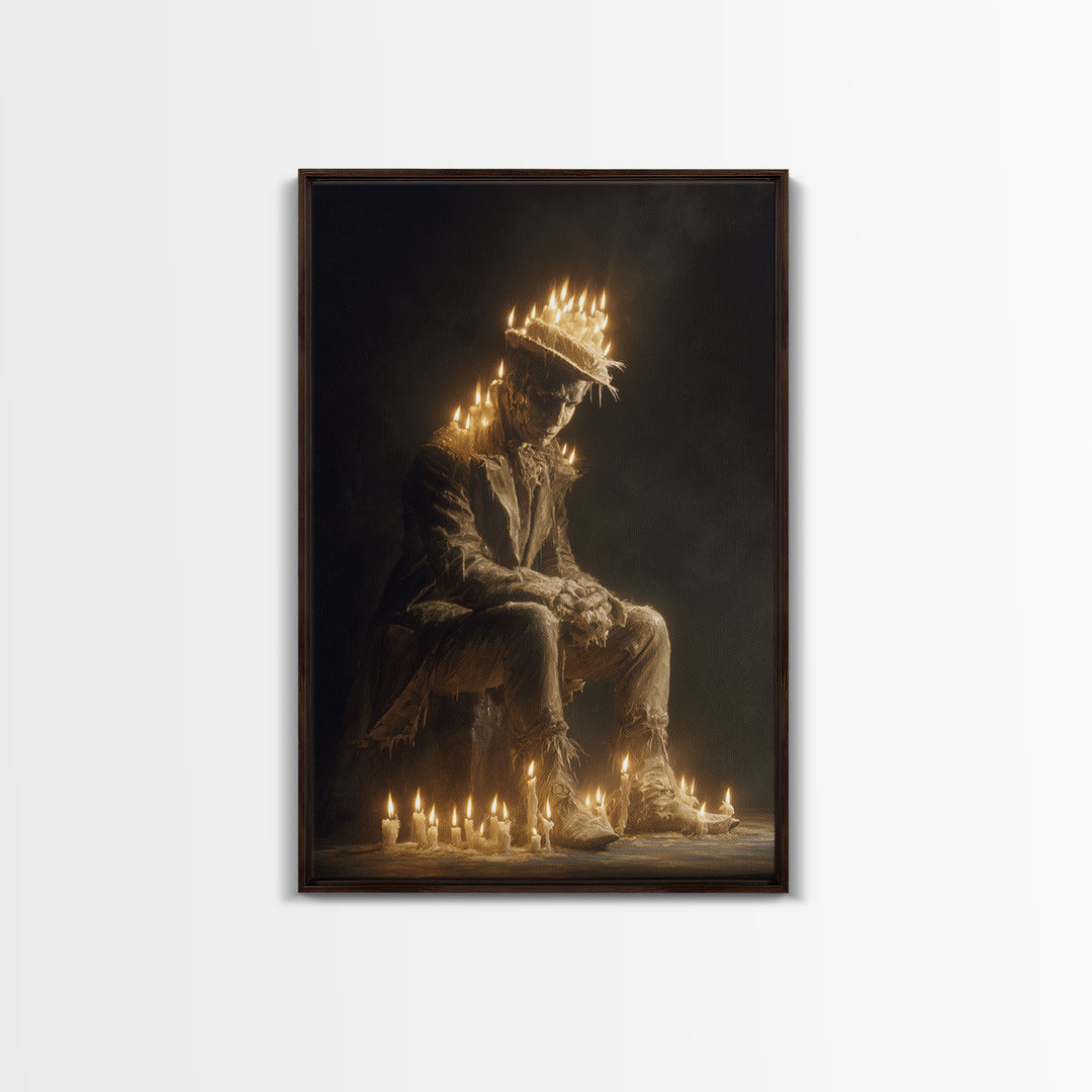 The Candlewax Man, Gothic Nightmare Art, Vertical Wall Art, Dark Halloween Decor, Framed Canvas Print, Halloween Wall Art