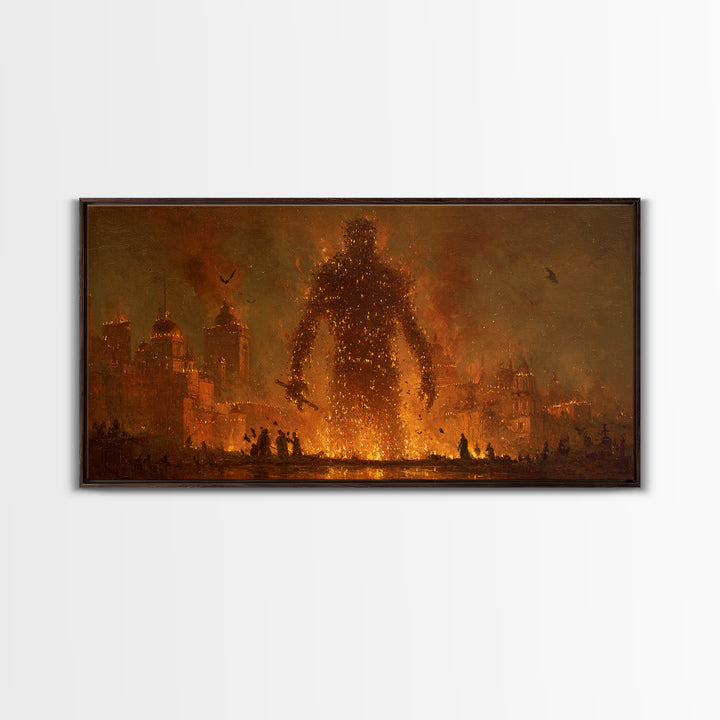 The Candlewax Man, Apocalyptic Romantic Art, Wide Panoramic Art, Dark Fantasy Wall Art, Framed Canvas Print, Halloween Wall Art