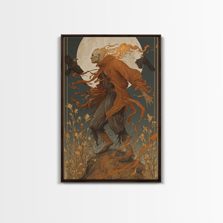 The Candlewax Man, Symbolist Death Art, Vertical Wall Art, Macabre Wall Art, Framed Canvas Print, Halloween Wall Art