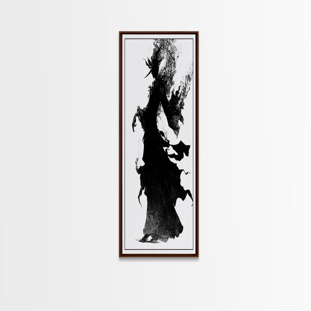 The Candlewax Man, Decadent Line Art, Vertical Wall Art, Dark Fantasy Wall Art, Framed Canvas Print, Halloween Wall Art