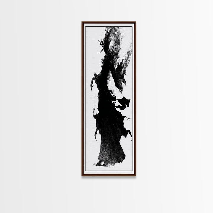 The Candlewax Man, Decadent Line Art, Vertical Wall Art, Dark Fantasy Wall Art, Framed Canvas Print, Halloween Wall Art